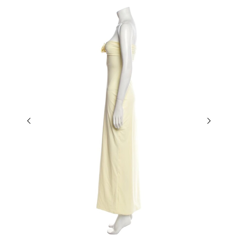 Butter Yellow Maygel Coronel Strapless Rosette Dress